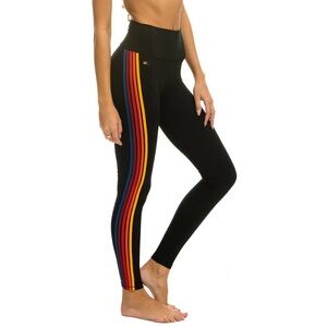 AVIATOR NATION BLACK 5 STRIPE HIGH RISE LEGGINGS
